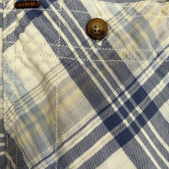 Scotch & Soda Mens Brushed cotton flannel Shirt w/ Leather detail front pockets - Picture 4 of 5
